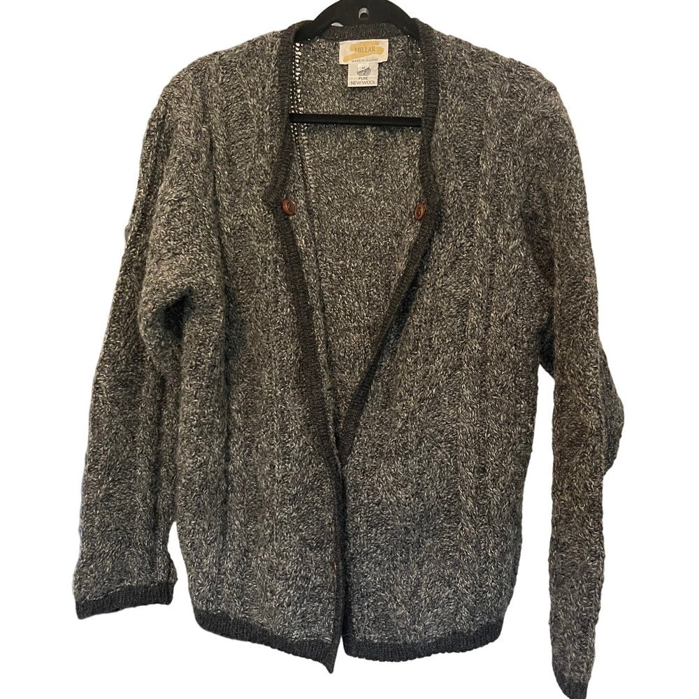 Vintage Millar Pure Wool Cardigan Sweater Made in Ireland Size Medium